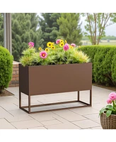 Large Metal Planter with Shelves & Drainage