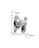 Bling Jewelry Poodle Dog Bead Charm for Animal Lover European Bracelet .925 Sterling Silver