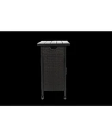Black Wicker Bar Cart with Glass Top
