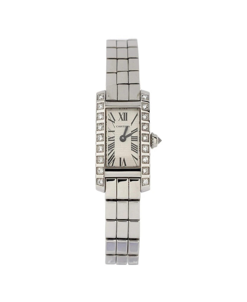 Pre-Owned Cartier Tank Allongee Laniere Quartz Watch in White Gold with Diamond Bezel 14mm