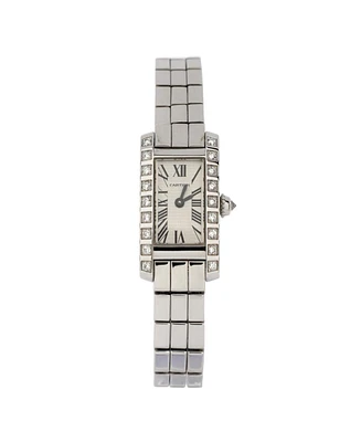 Pre-Owned Cartier Tank Allongee Laniere Quartz Watch in White Gold with Diamond Bezel 14mm