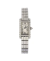 Pre-Owned Cartier Tank Allongee Laniere Quartz Watch in White Gold with Diamond Bezel 14mm