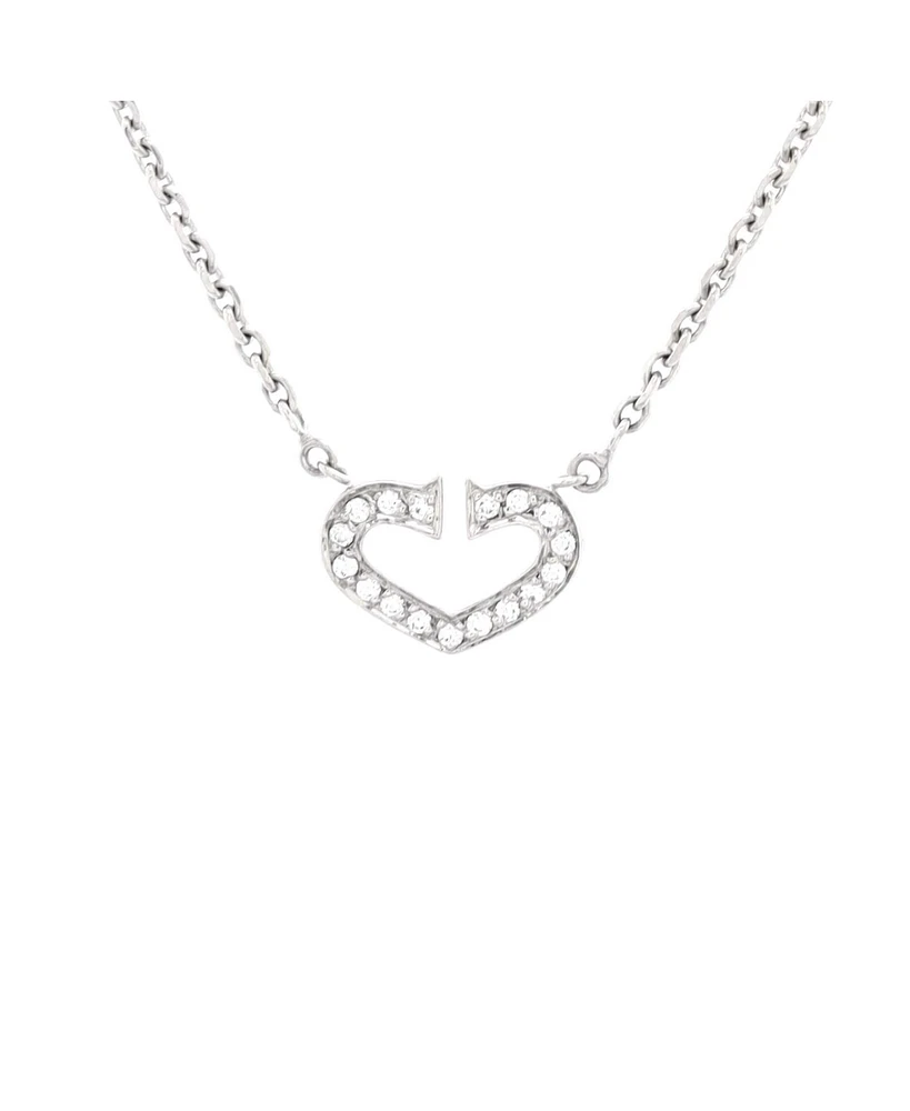 Pre-Owned Cartier C Heart de Cartier Pendant Necklace 18K White Gold with Pave Diamonds