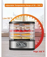 Commercial Chef Food Dehydrator with 5 Adjustable Height Trays, Stainless Steel