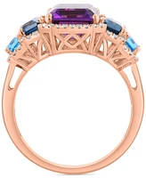 Effy Multi-Gemstone (5 ct. t.w.) & Diamond (1/5 ct. t.w.) Statement Ring in 14k Rose Gold