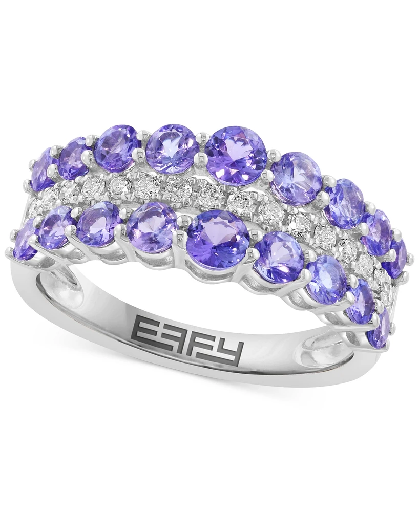 Effy Tanzanite (1-5/8 ct. t.w.) & Diamond (1/5 ct. t.w.) Band Ring in 14k White Gold