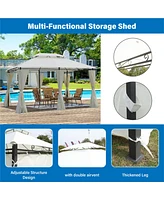 13x10 Outdoor Gazebo Canopy Tent w/ Mosquito Net - Beige
