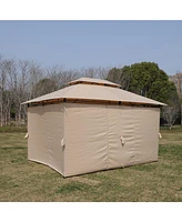 13x10 Outdoor Gazebo Canopy Tent w/ Mosquito Net - Khaki Top
