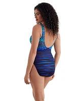Longitude by Mimi Flamingo Just Shine Scoopback Highneck Modern Leg One Piece Swimsuit