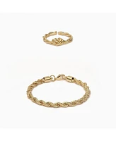 Intertwined Rope Statement Bracelet & Adjustable Ring Set