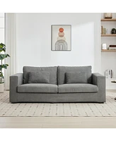 83" Modern Sofa Couches for Living Room, 3 Seater Sofa, Upholstered Compressed Cushions & Detachable Cover,Pewter