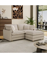 Beige Modular Sectional Sofa with Pillows for Living Room and Bedroom