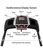 Electric Folding Treadmills for Running Walking with 12 Preset Programs，3.5HP Portable Foldable with Incline