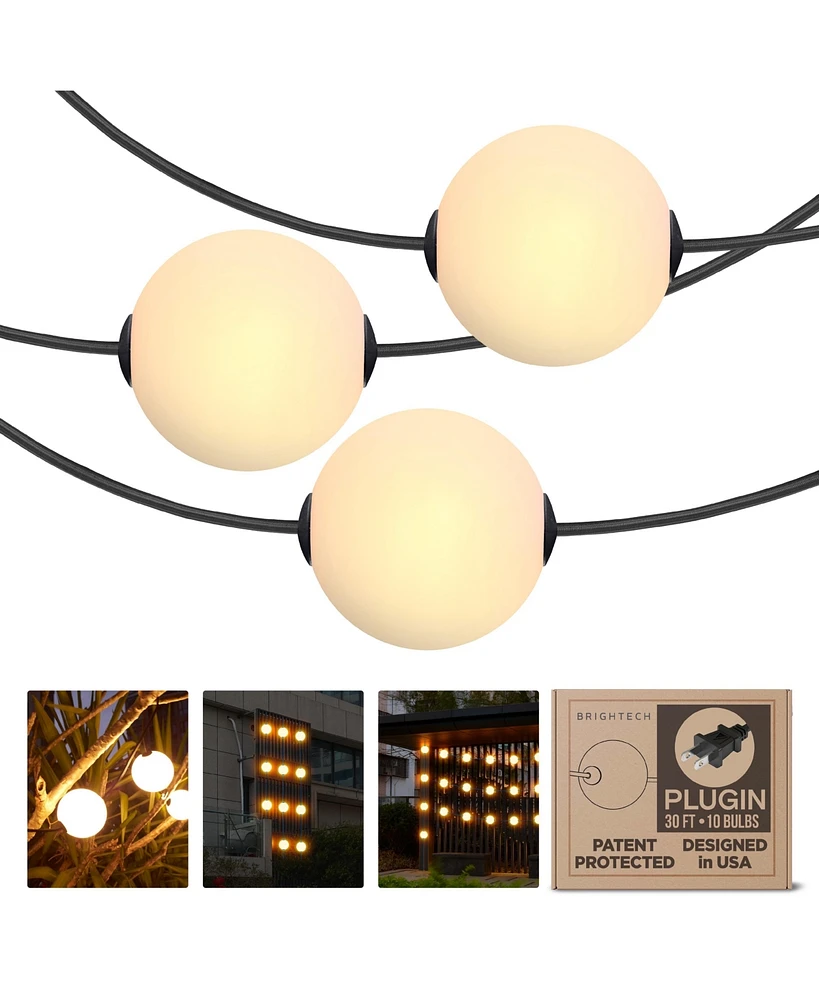 Brightech Ambience 30' Led Outdoor Orb String Lights with G100 Bulbs