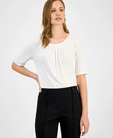 Kasper Women's Pleated Elbow-Sleeve Blouse, Regular & Petite