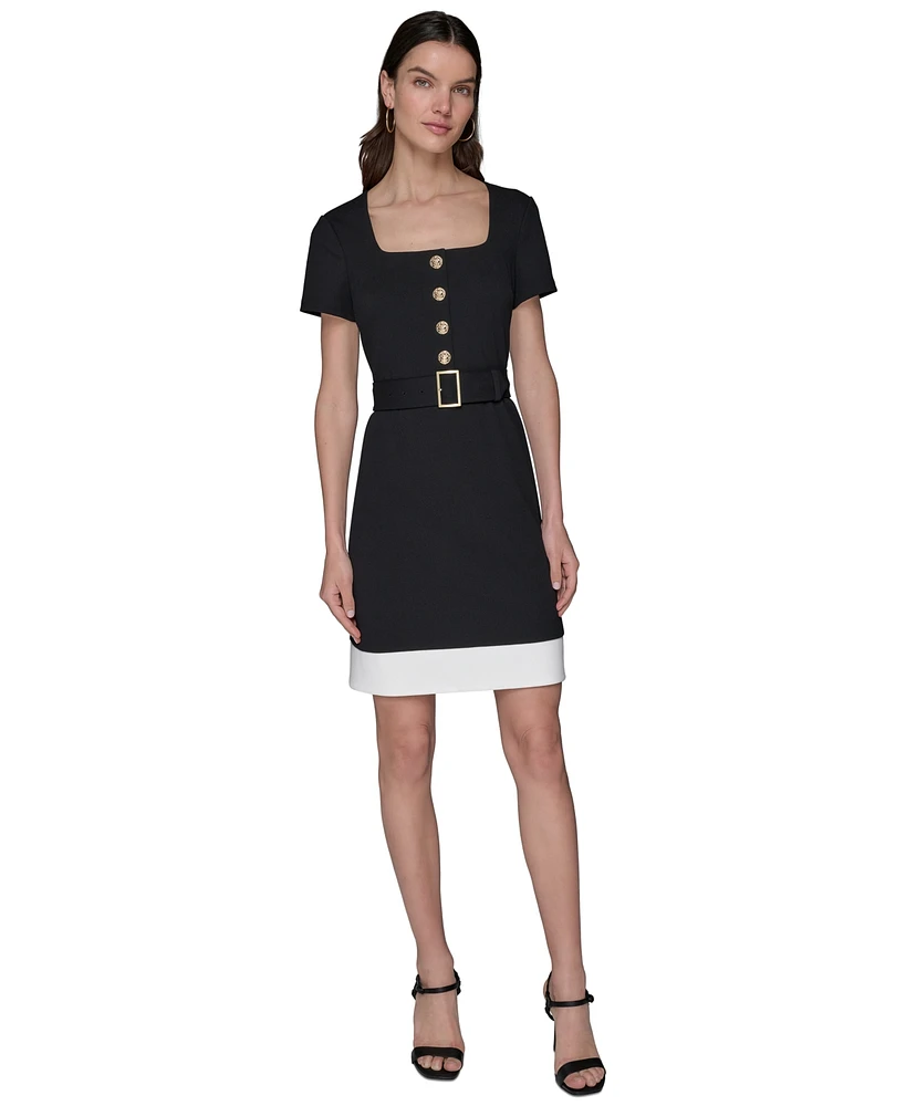 Karl Lagerfeld Paris Women's Square-Neck A-Line Dress