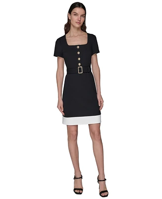 Karl Lagerfeld Paris Women's Square-Neck A-Line Dress
