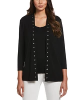 Rafaella Petite Rib Sleeveless Tank Crew Neck Top