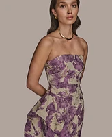 Donna Karan New York Women's Printed Strapless Gown