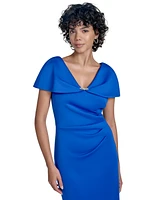 Jessica Howard Women's V-Neck Cape-Sleeve Gown