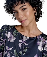 Jessica Howard Petites Printed Boat-Neck Gown