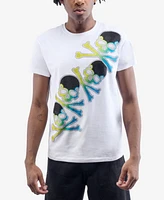 heads or tails Men's Four Skull Rhinestone Crew T-Shirt