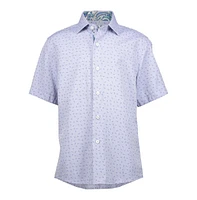 Elie Balleh Big Boys Blue Jacquard Slim Fit Short Sleeve Shirt