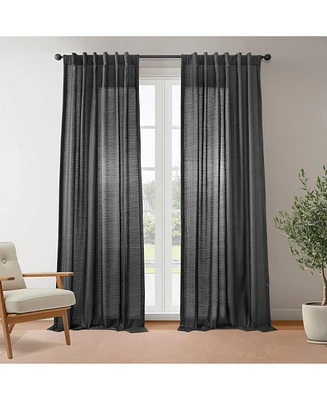Ivory Rustic Weave Sheer Linen Curtains (2 Panels) Rod Pocket Window and Drapes, 50 W X 84 L