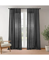 Tan Rustic Weave Sheer Linen Curtains (2 Panels) Rod Pocket Window and Drapes, 50 W X 108 L