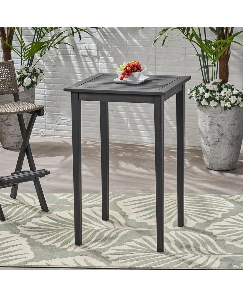 Outdoor Minimalist Acacia Wood Square Bar Table - Dark Gray