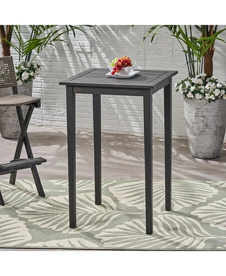 Outdoor Minimalist Acacia Wood Square Bar Table - Dark Gray