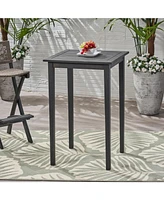 Outdoor Minimalist Acacia Wood Square Bar Table - Dark Gray