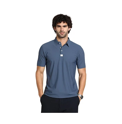 Campus Sutra Men's Steel Blue Seamless Waffle Polo T-Shirt