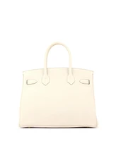 Pre-Owned Hermes Birkin 30 Handbag Light Clemence with Gold Hardware