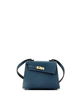Pre-Owned Hermes 20 Kelly Sellier en Desordre Bag Blue Epsom with Permabrass Hardware