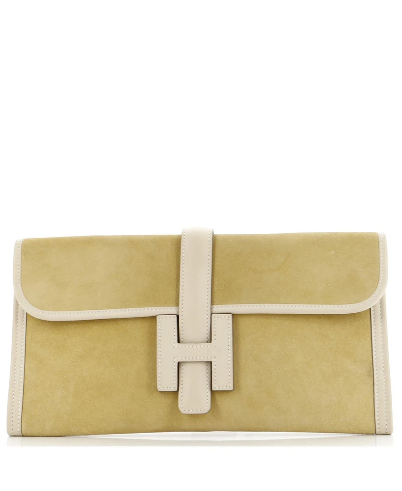 Pre-Owned Hermes 29 Jige Elan Clutch Doblis Suede