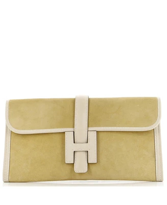 Pre-Owned Hermes 29 Jige Elan Clutch Doblis Suede