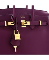 Pre-Owned Hermes Birkin 25 Handbag Purple Swift with Gold Hardware