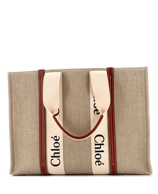 Pre-Owned Chloe Woody Tote Canvas with Leather