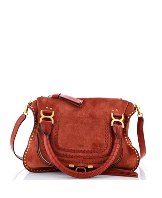 Pre-Owned Chloe Medium Marcie Satchel Whipstitch Studded Suede