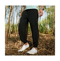 Campus Sutra Men's Obsidian Black Solid Belted Trousers