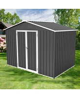 Metal garden sheds 6ftx8ft outdoor storage sheds Grey with window