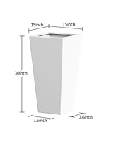 30" Metal Tapered Planter - White, Indoor/Outdoor