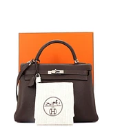 Pre-Owned HERMES Kelly Handbag Clemence with Palladium Hardware