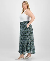 On 34th Trendy Plus Floral Femme Drawstring Maxi Skirt, Exclusively at Macy's
