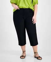 On 34th Trendy Plus Solid Stretch Straight-Leg Capris Pants, Exclusively at Macy's