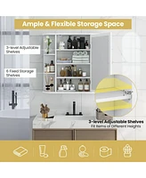 Wall-Mounted Bathroom Mirror Cabinet with Storage Shelves
