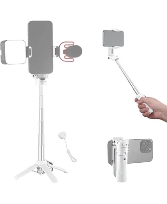 Neewer Selfie Stick with Detachable Bluetooth Remote Shutter, Lightweight Foldable Travel Tripod for iPhone, 360° Phone Holder Cold Shoe for YouT
