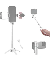 Neewer Selfie Stick with Detachable Bluetooth Remote Shutter, Lightweight Foldable Travel Tripod for iPhone, 360° Phone Holder Cold Shoe for YouT