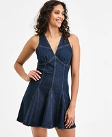Bar Iii Women's Denim Godet Mini Dress, Exclusively at Macy's